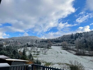 Der Blick vom Balkon im Winter