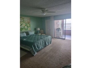 Master-Bedroom mit Kingsizebett und Zugang zur Terrasse