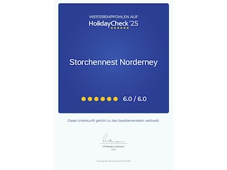 Weiterempfohlen auf HolidayCheck 2025 mit 6 von 6