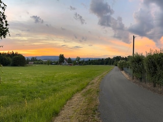 Sonnenuntergang auf den weiten Wiesen