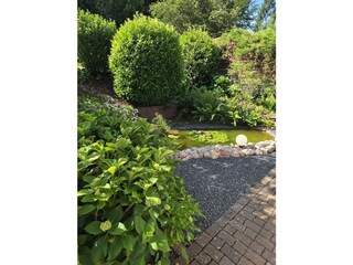 Terrasse mit Seerosen Teich