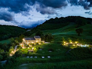 the holiday home at night