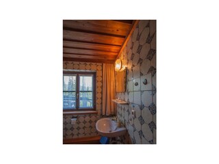 Das Badezimmer mit Dusche & WC