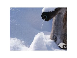 Der Brunnen vor dem Haus im Winter
