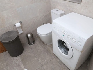 Shower room with washing machine