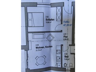 Grundriss Ferienwohnung "Bi de Kark"
