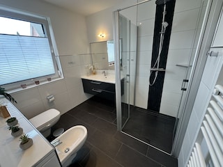 Bad EG mit Raindancedusche, Bidet und Fenster