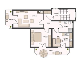 Grundriss Fewo Steigrain 70 qm