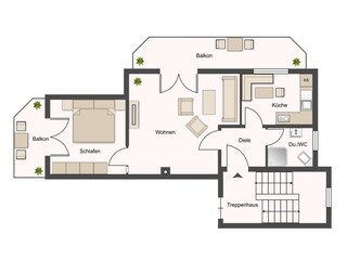Grundriss Fewo Hörnle 50 qm