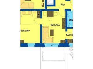 Wohnung1 vor Umbau; Schlafzimmer neu geteilt in 2 Räume