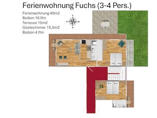 Grundriss 3-4 Personen