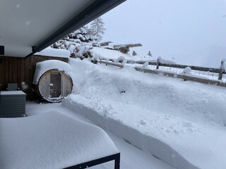 Terrasse bei Schnee