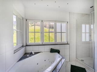 Badezimmer mit Aussicht, Regendusch, Whirlpoolwanne