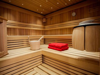 Sauna im Wellnessbereich (Keller)