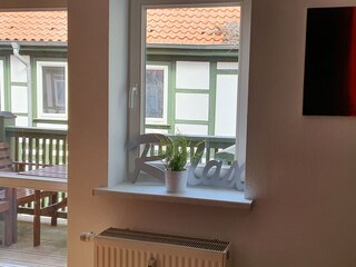 Blick zum Balkon