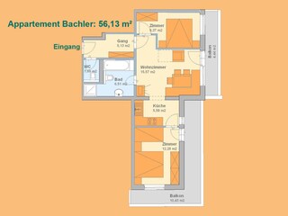 Appartamento per vacanze Fügen Pianta del piano 21