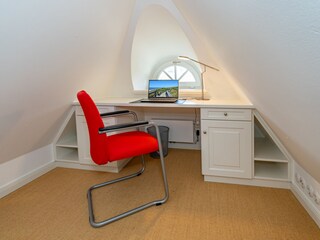 Das Arbeitszimmer im Spitzboden