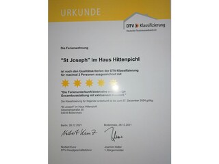 DTV-Urkunde 5 Sterne