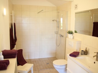 Komfortables Badezimmer mit Walk-In-Dusche