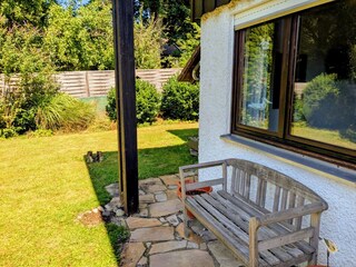 Comfortabe garden bench with views over the garden