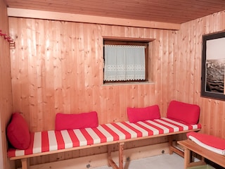 Relax on the benches after a sauna session.