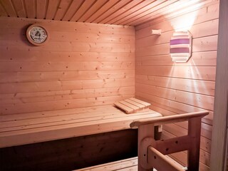 View inside the luxury wood-sauna