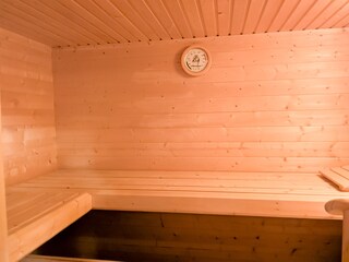 View inside the luxury wood-sauna