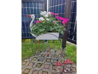 Blumen mit Dekoration Gartenterrasse