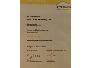 Urkunde vom Deutschen Tourismusverband