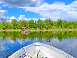 Blick vom Boot auf das Haus