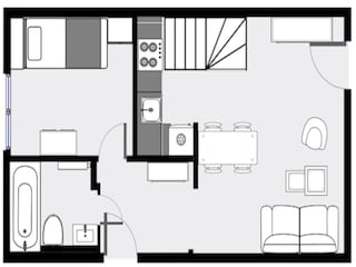 Grundriss 1 Obergeschoss (Wohnraum)