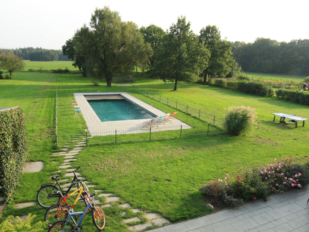 Garden view with bicycles and Ping Pong table