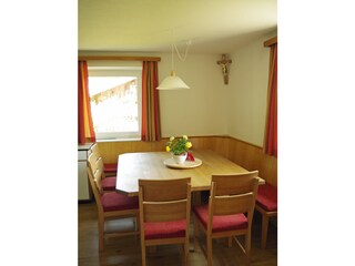 the large dining table for up to 10 people