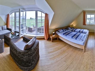 Wohn-/Schafzimmer im DG mit Fernseher