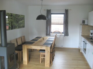 Kitchen and huge oak wood table