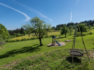 large garden with playground