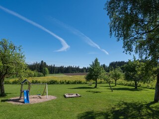 large garden with playground