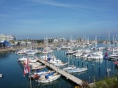 Blick auf Yachthafen u. Ostsee