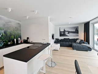 living-dining area with open kitchen