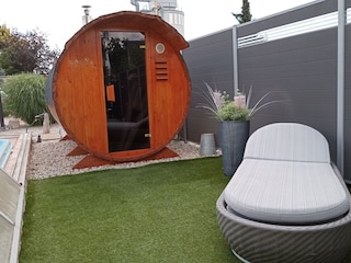 Fasssauna elektrisch beheizt