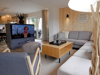 Willingen-Lodge - Wohnbereich mit 55' Smart-TV