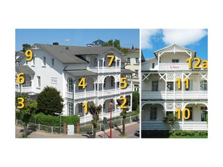 Anordnung der Ferienwohnungen in der Villa Iduna