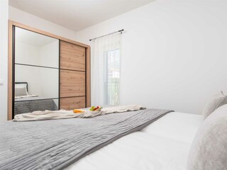 The room features a French window