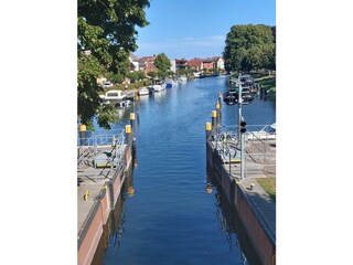 Plauer Innenstadt von der Hühnerleiter Plauer Schleuse