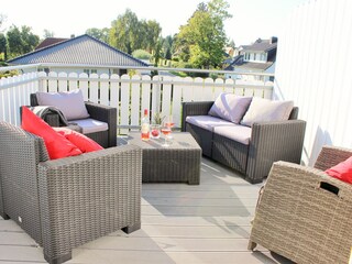 Dachterrasse,  Sonne genießen in den Abendstunden.