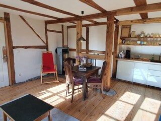 Blick vom Sofa zum Kamin