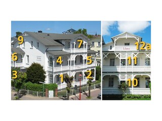 Anordnung der Ferienwohnungen in der Villa Iduna