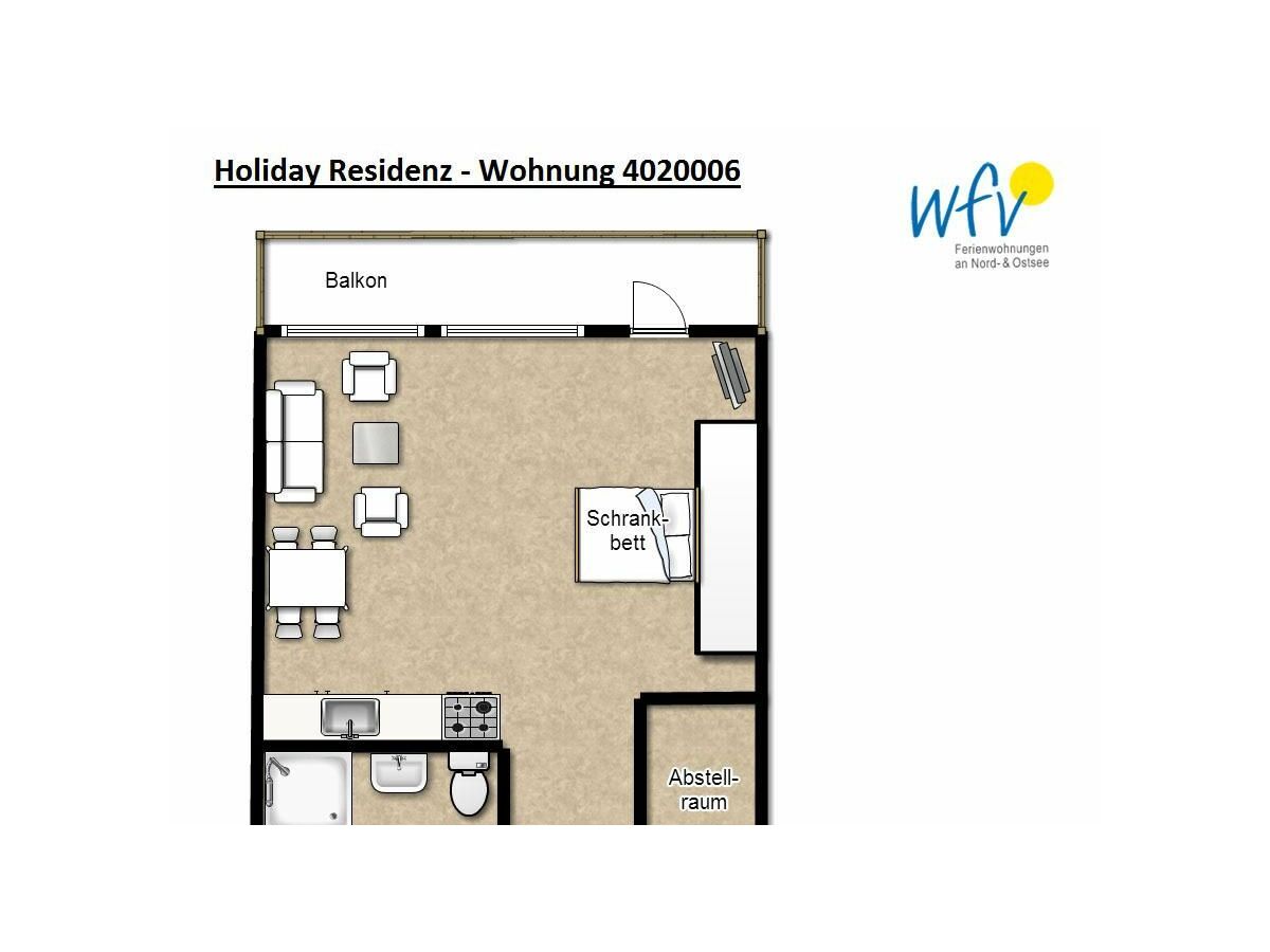 Apartamento de vacaciones Borkum Plano de planta 1