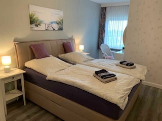 Boxspringbett im Schlafzimmer