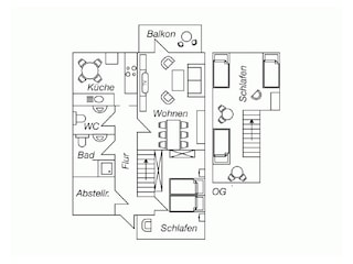 Grundriss Oberdeck Maisonette